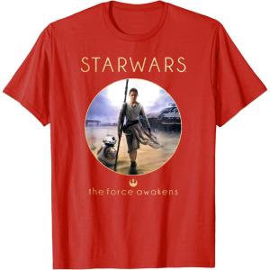 imageStar Wars Rey BB8 Episode 7 Jakku Poster Graphic TShirt TShirtRed