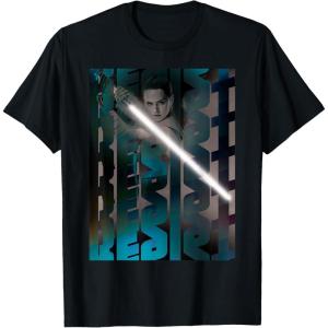 imageStar Wars Rey Resist Lightsaber Poster TShirt TShirtBlack