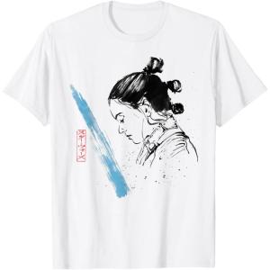 imageStar Wars The Last Jedi Rey Watercolor Sketch TShirtWhite