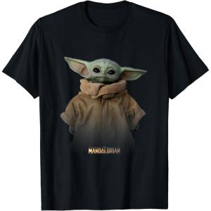 imageStar Wars The Mandalorian Logo The Child Simple Portrait TShirtBlack