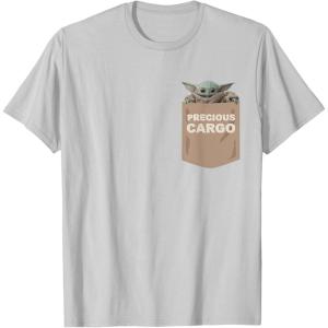 imageStar Wars The Mandalorian The Child Precious Cargo Pocket TShirtSilver Grey