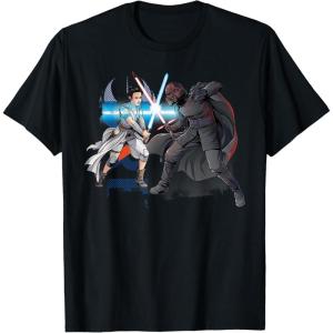 imageStar Wars The Rise of Skywalker Rey and Kylo Battle TShirtBlack