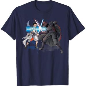 imageStar Wars The Rise of Skywalker Rey and Kylo Battle TShirtNavy Blue