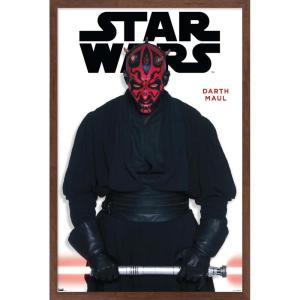imageTrends International Star Wars Saga  Darth Maul Feature Series Wall Poster 224L x 147W Barnwood Framed VersionMahogany Framed Version