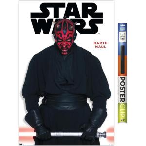 imageTrends International Star Wars Saga  Darth Maul Feature Series Wall Poster 224L x 147W Barnwood Framed VersionPremium Poster  Clip Bundle