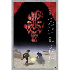 imageTrends International Star Wars The Phantom Menace  Darth Maul One Sheet Wall Poster 34L x 224W Premium Unframed VersionGray Framed Version