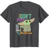imageStar Wars The Mandalorian The Child Dont Touch My Buttons TShirtDark Heather Grey