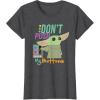 imageStar Wars The Mandalorian The Child Dont Touch My Buttons TShirtDark Heather Grey