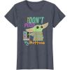 imageStar Wars The Mandalorian The Child Dont Touch My Buttons TShirtHeather Blue