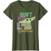 imageStar Wars The Mandalorian The Child Dont Touch My Buttons TShirtOlive Green