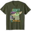 imageStar Wars The Mandalorian The Child Dont Touch My Buttons TShirtOlive Green