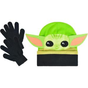 imageStar Wars Beanie Hat and Gloves Set Kids Winter Knit Cap and Matching MittensGreenBlack