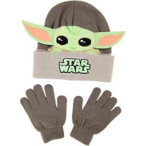 imageStar Wars Beanie Hat and Gloves Set Kids Winter Knit Cap and Matching MittensGrey