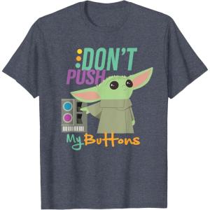 imageStar Wars The Mandalorian The Child Dont Touch My Buttons TShirtHeather Blue
