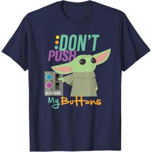 imageStar Wars The Mandalorian The Child Dont Touch My Buttons TShirtNavy Blue