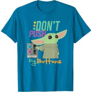 imageStar Wars The Mandalorian The Child Dont Touch My Buttons TShirtSapphire Blue