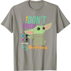 imageStar Wars The Mandalorian The Child Dont Touch My Buttons TShirtSlate Grey