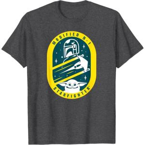 imageStar Wars The Mandalorian and Grogu Modified N1 Starfighter TShirtDark Heather Grey