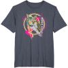 imageStar Wars Iconic Boba Fett Retro Vintage Neon Chest Logo TShirtHeather Blue