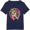 imageStar Wars Iconic Boba Fett Retro Vintage Neon Chest Logo TShirtNavy Blue