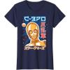 imageStar Wars Kawaii C3PO Japan Cute Pop Art Rebel Droid TShirtNavy Blue