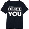imageStar Wars May The Fourth Be With You Simple Text TShirtBlack