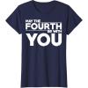 imageStar Wars May The Fourth Be With You Simple Text TShirtNavy Blue