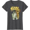 imageStar Wars R2D2 ampamp C3PO Logo Portrait TShirtDark Heather Grey