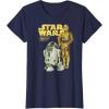imageStar Wars R2D2 ampamp C3PO Logo Portrait TShirtNavy Blue