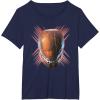 imageStar Wars The Acolyte Sith Lord Helmet Retro Neon Portrait TShirtNavy Blue