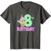 imageStar Wars The Mandalorian Grogu 8th Birthday Ice Cream Cone TShirtAsphalt Grey