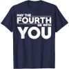 imageStar Wars May The Fourth Be With You Simple Text TShirtNavy Blue
