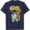 imageStar Wars R2D2 ampamp C3PO Logo Portrait TShirtNavy Blue