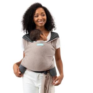 imageMoby Baby Wrap Carrier Featherknit for Newborns to Toddlers 833lbs Infant Sling Carrier Lightweight ampamp Hands Free Design Adjustable for All Body Types Playful PadawanTaupeCharcoal