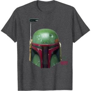imageStar Wars  Boba Fett Helmet TShirtDark Heather Grey