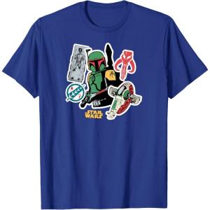 imageStar Wars  Boba Fett Stickers TShirtRoyal Blue