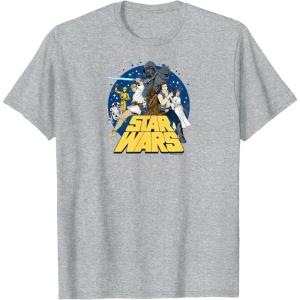 imageStar Wars  Retro Group TShirtHeather Grey