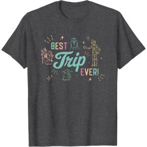 imageStar Wars Best Trip Ever Group Shot Cute Outline Chest Logo TShirtDark Heather Grey