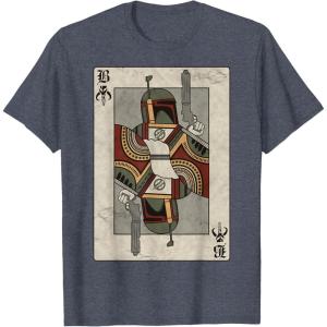 imageStar Wars Boba Fett Bounty Hunter Playing Card TShirtHeather Blue