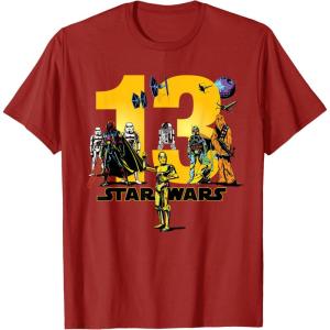 imageStar Wars Classic Characters Thirteenth Birthday 13 Year Old TShirtCranberry Red
