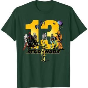 imageStar Wars Classic Characters Thirteenth Birthday 13 Year Old TShirtDark Green