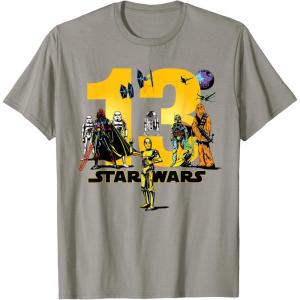imageStar Wars Classic Characters Thirteenth Birthday 13 Year Old TShirtSlate Grey