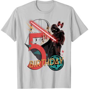 imageStar Wars Darth Vader 5th Birthday Abstract Background TShirtSilver Grey