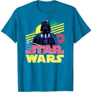 imageStar Wars Darth Vader Bold Graphic Retro Eighties 80s Vibe TShirtSapphire Blue