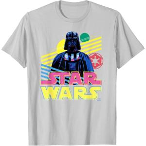imageStar Wars Darth Vader Bold Graphic Retro Eighties 80s Vibe TShirtSilver Grey