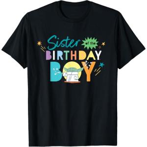 imageStar Wars Grogu Mandalorian Toon Sister of the Birthday Boy TShirtBlack