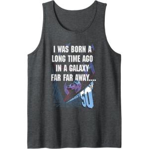 imageStar Wars I Was Born A Long Time Ago 50th Birthday Disney Tank TopDark Heather Grey
