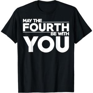 imageStar Wars May The Fourth Be With You Simple Text TShirtBlack