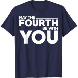 imageStar Wars May The Fourth Be With You Simple Text TShirtNavy Blue