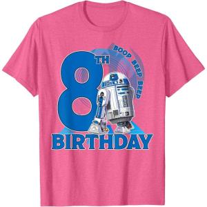 imageStar Wars R2D2 Boop Beep Beep 8th Birthday TShirtPink Heather